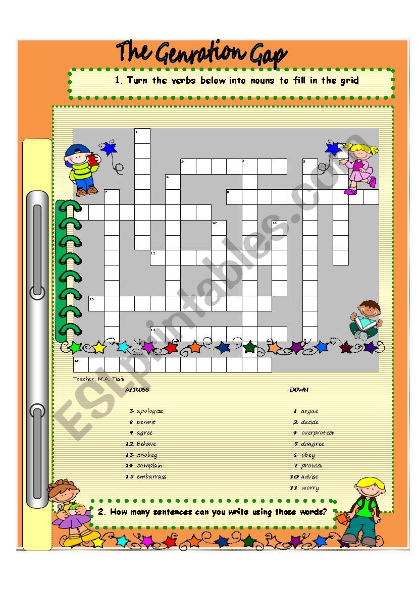 The Generation Gap / Word formation Game  with KEY