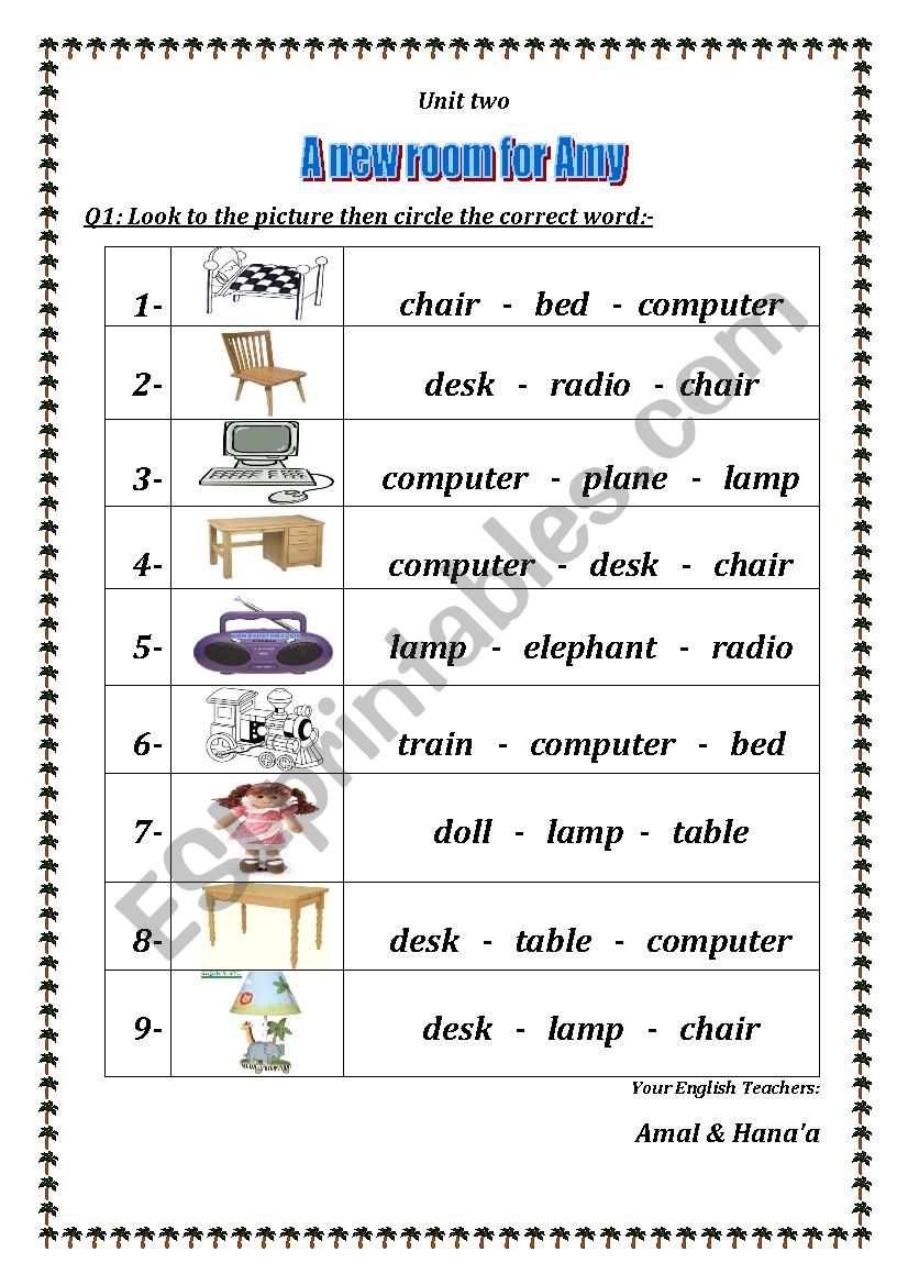 Bedrooms Furnitures worksheet