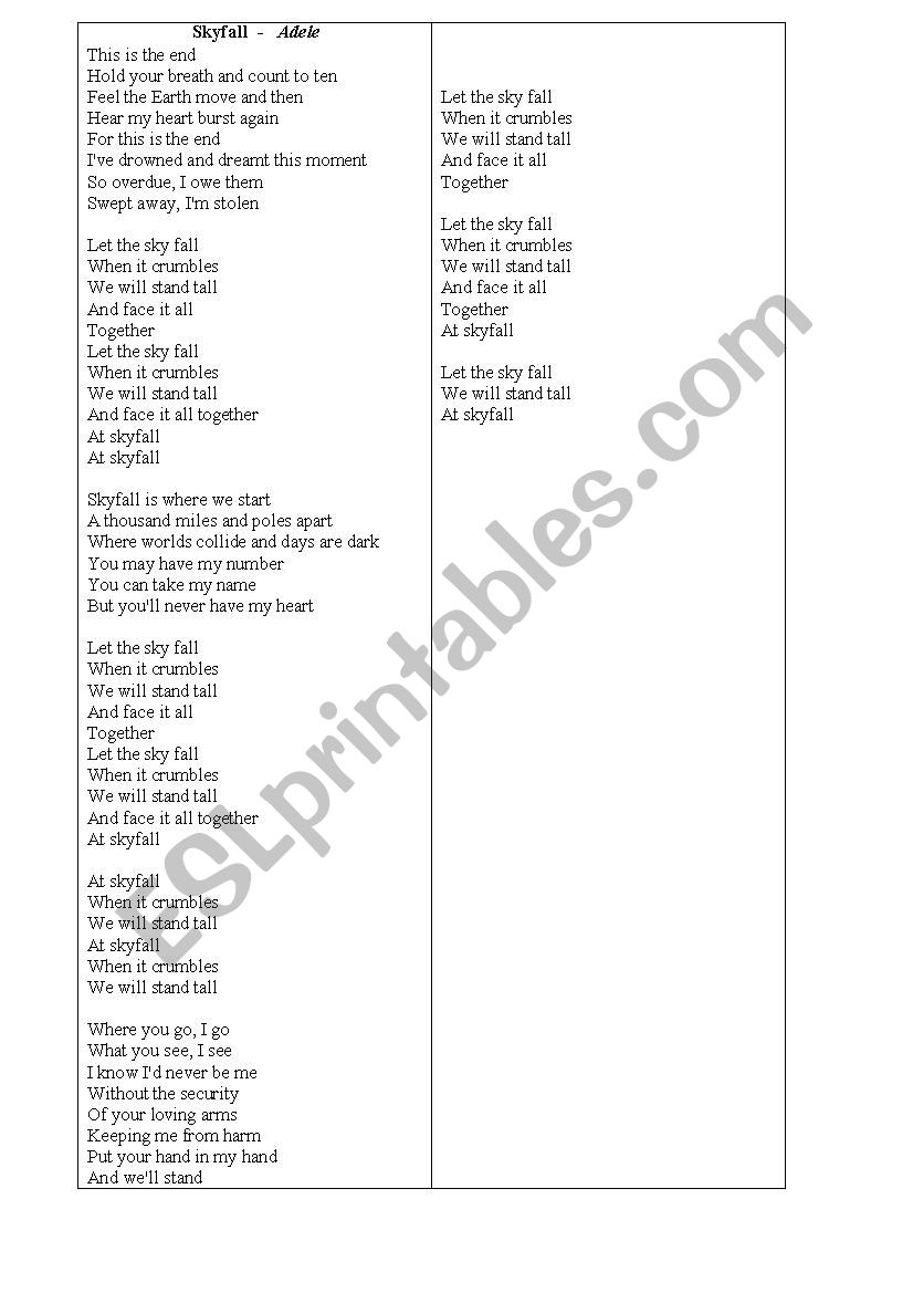 Adele Song -  007 movie worksheet