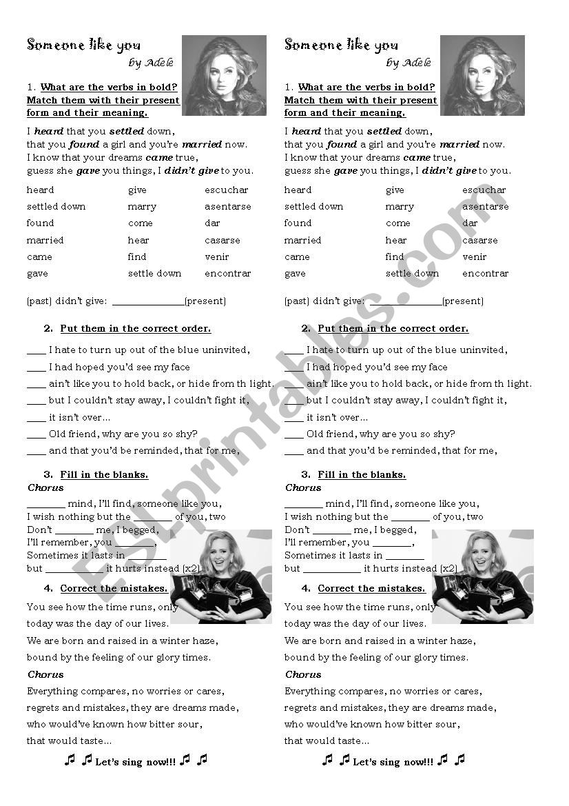 Someone like you - Adele worksheet