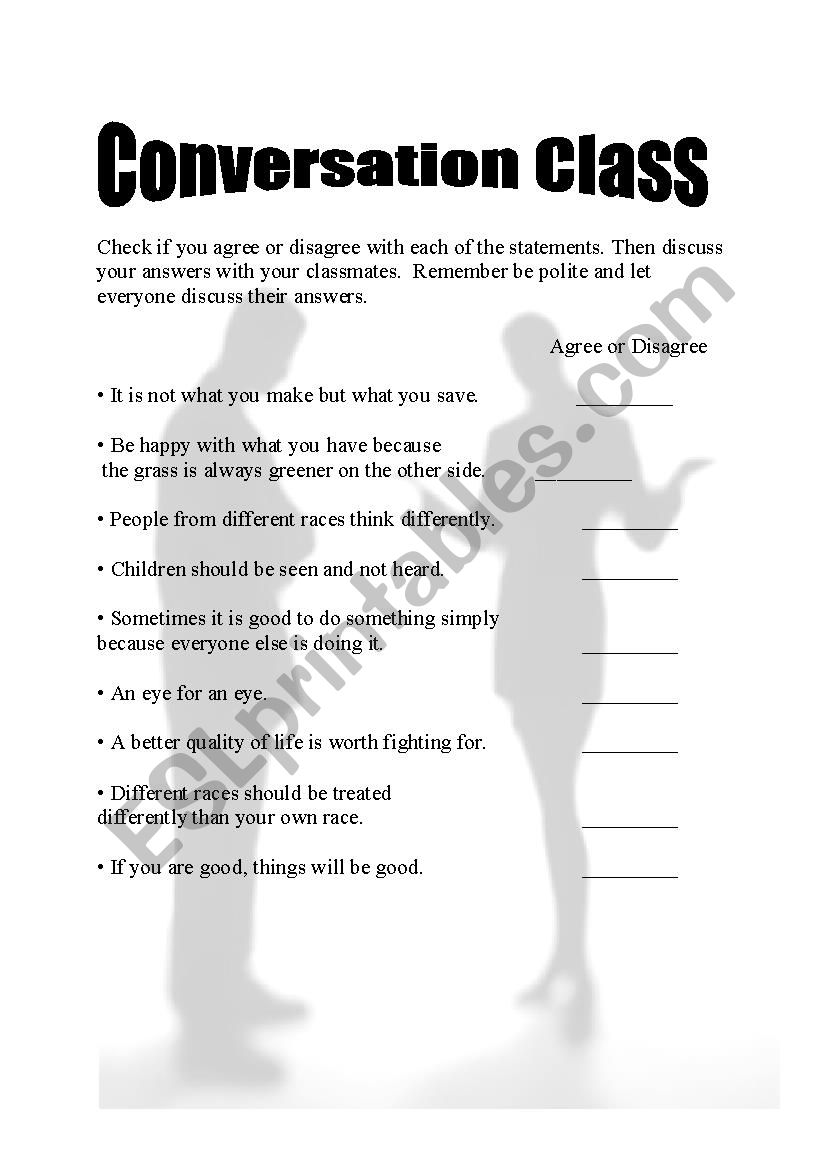 Conversation Class -Agree or disagree