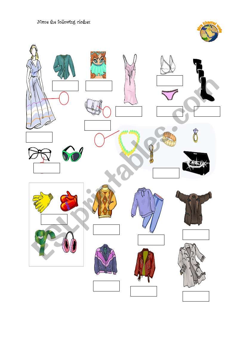 clothes worksheet