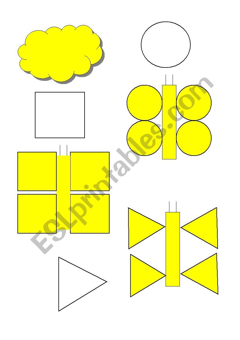 butterflies and shapes - 2 worksheet