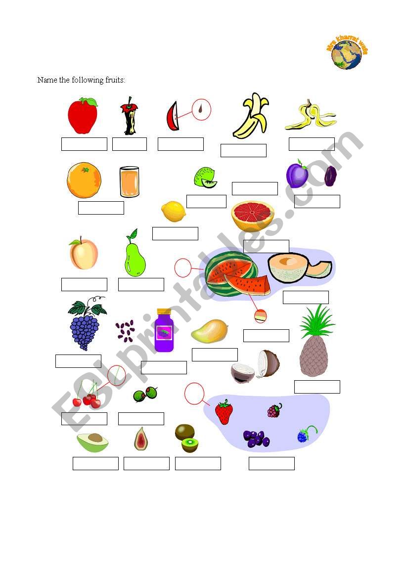 fruits worksheet