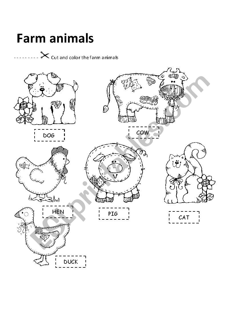 Farm animals worksheet