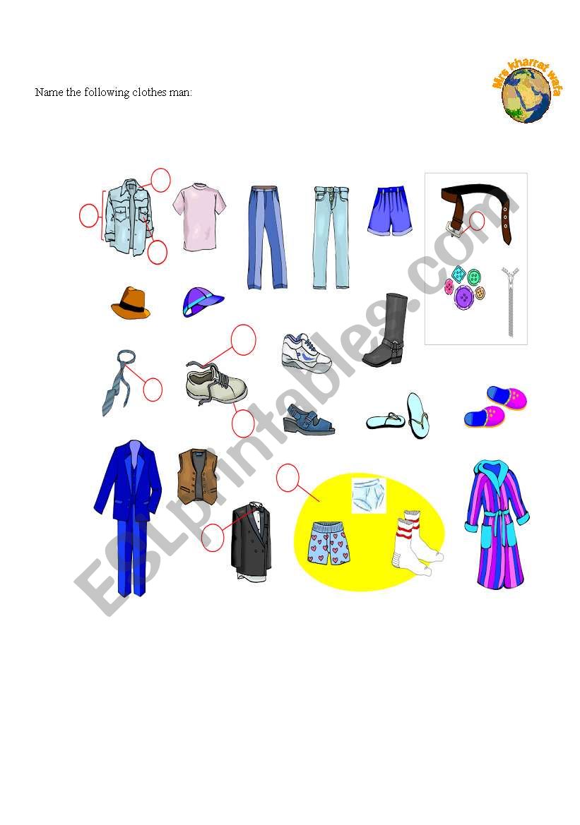 clothes man worksheet