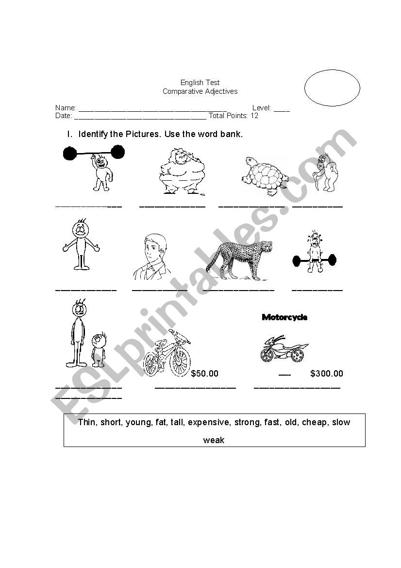 comparative adjectives worksheet