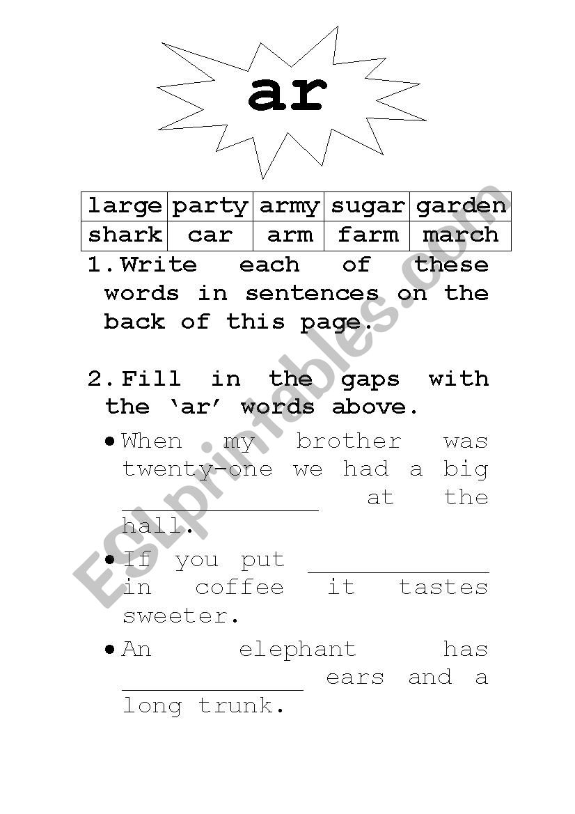 ar digraph worksheet