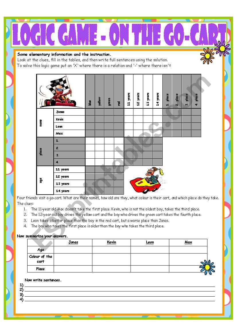 Logic Game No. 6 - On the Go-Cart