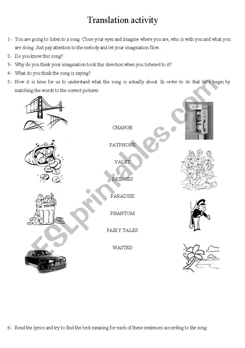 Payphone - Translation activity