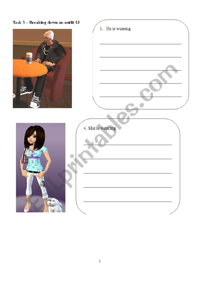 Fashion 2 worksheet