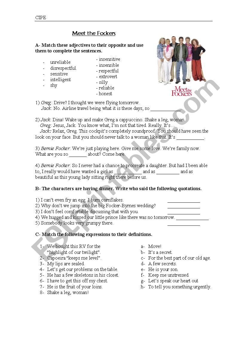 Meet the Fockers-worksheet worksheet