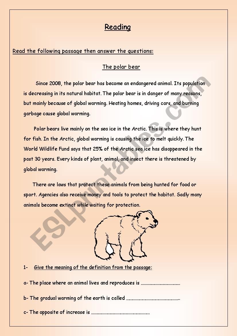 endangered animals worksheet