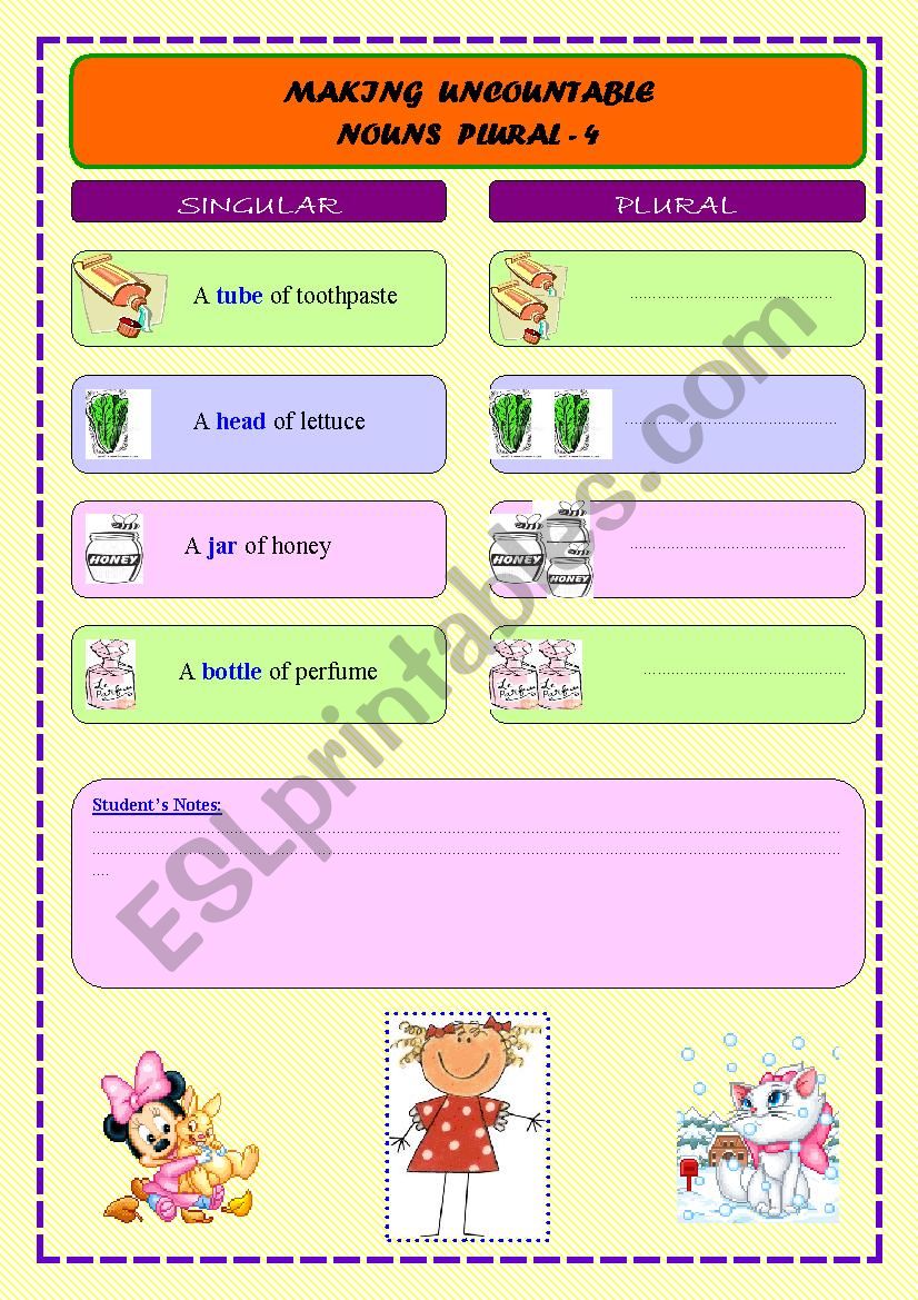 MAKING UNCOUNTABLE NOUNS PLURAL - 4