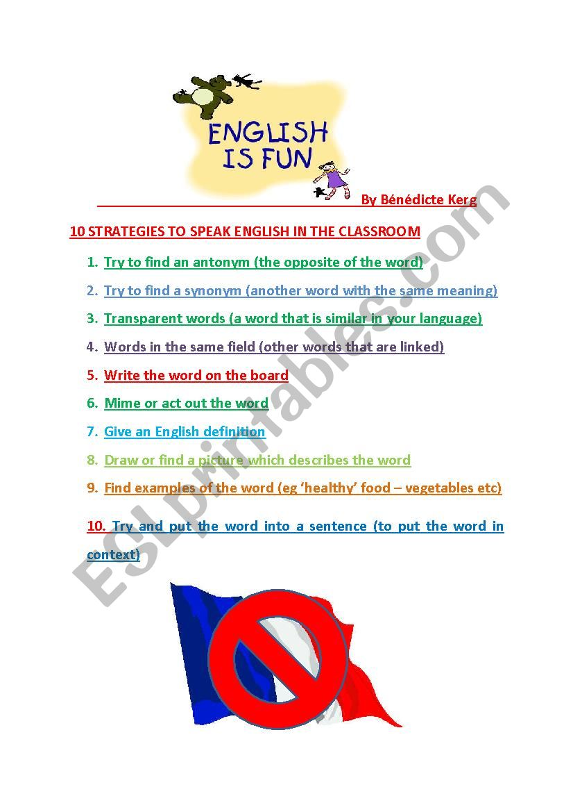 10 strategies to speak English in Class with ESL students