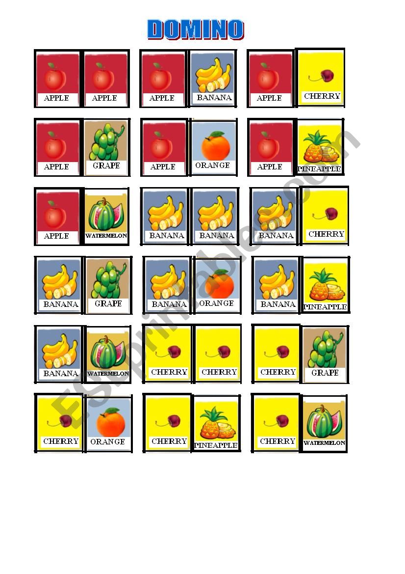 DOMINO - FRUIT PART 1 worksheet