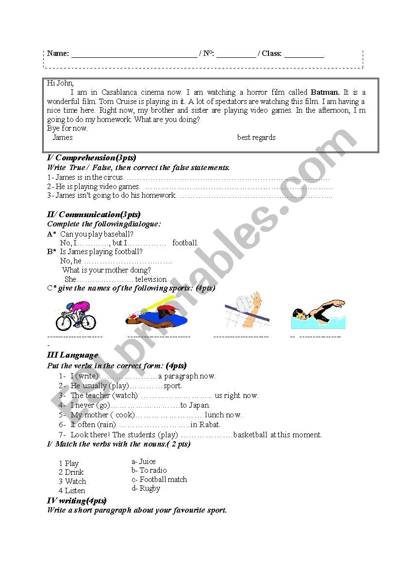 A global test worksheet