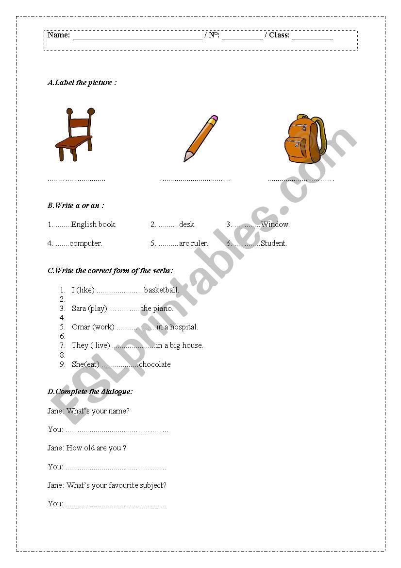 Quiz worksheet