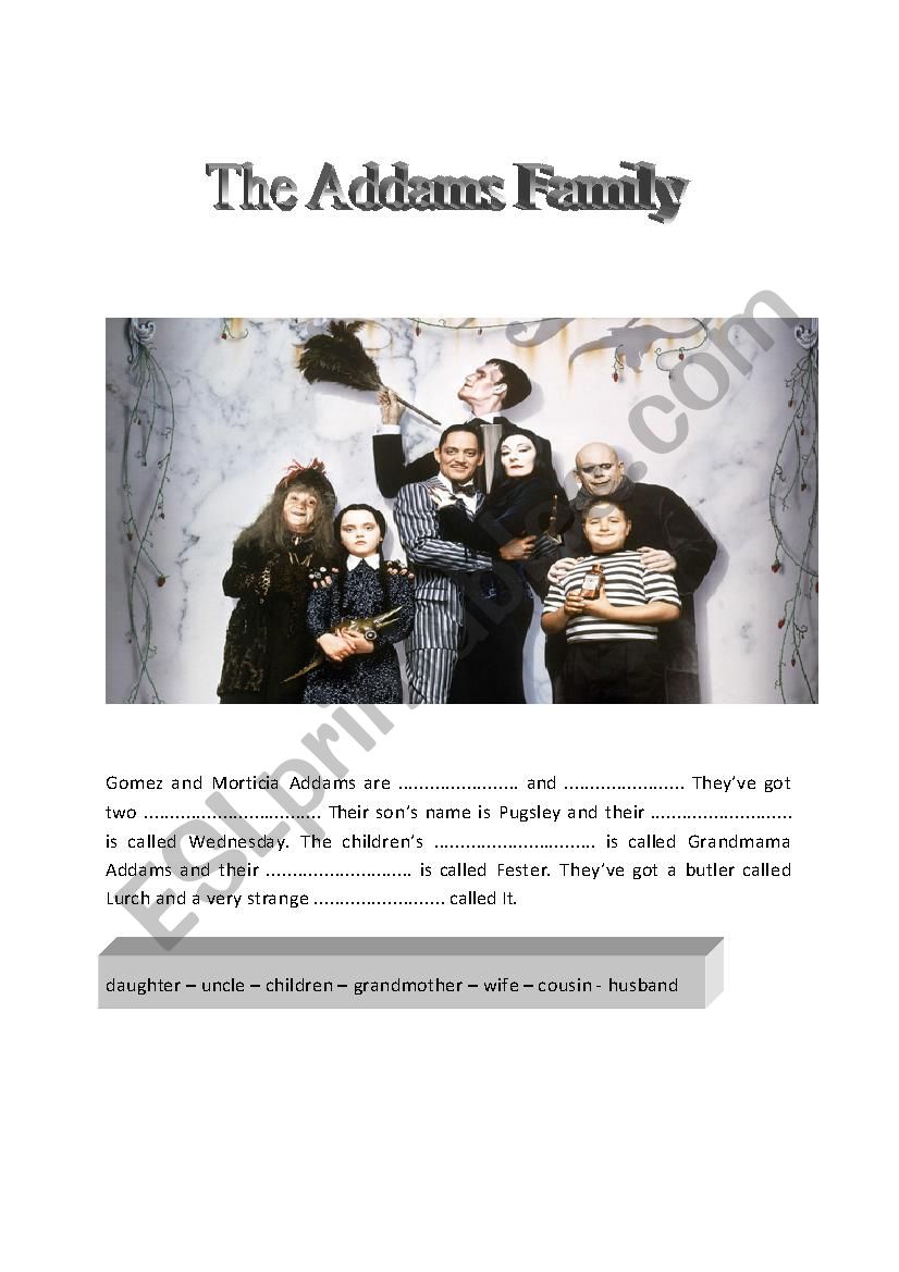 The Addams Family worksheet