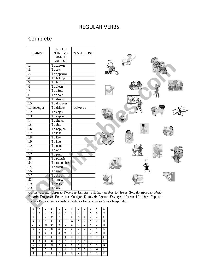 REGULAR VERBS worksheet