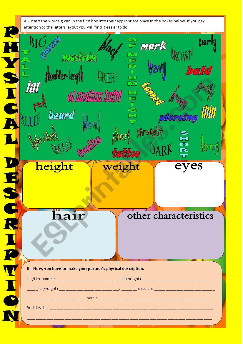 Physical description worksheet