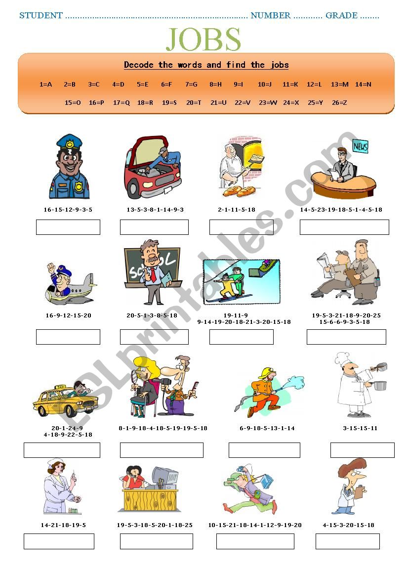 jobs worksheet