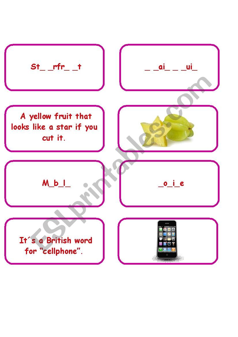 Pairing up worksheet