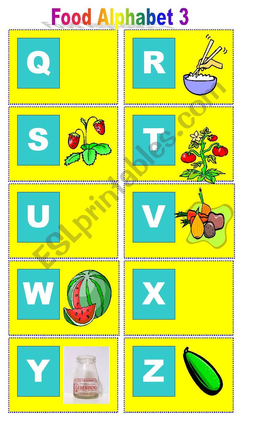 Food Alphabet 3 worksheet
