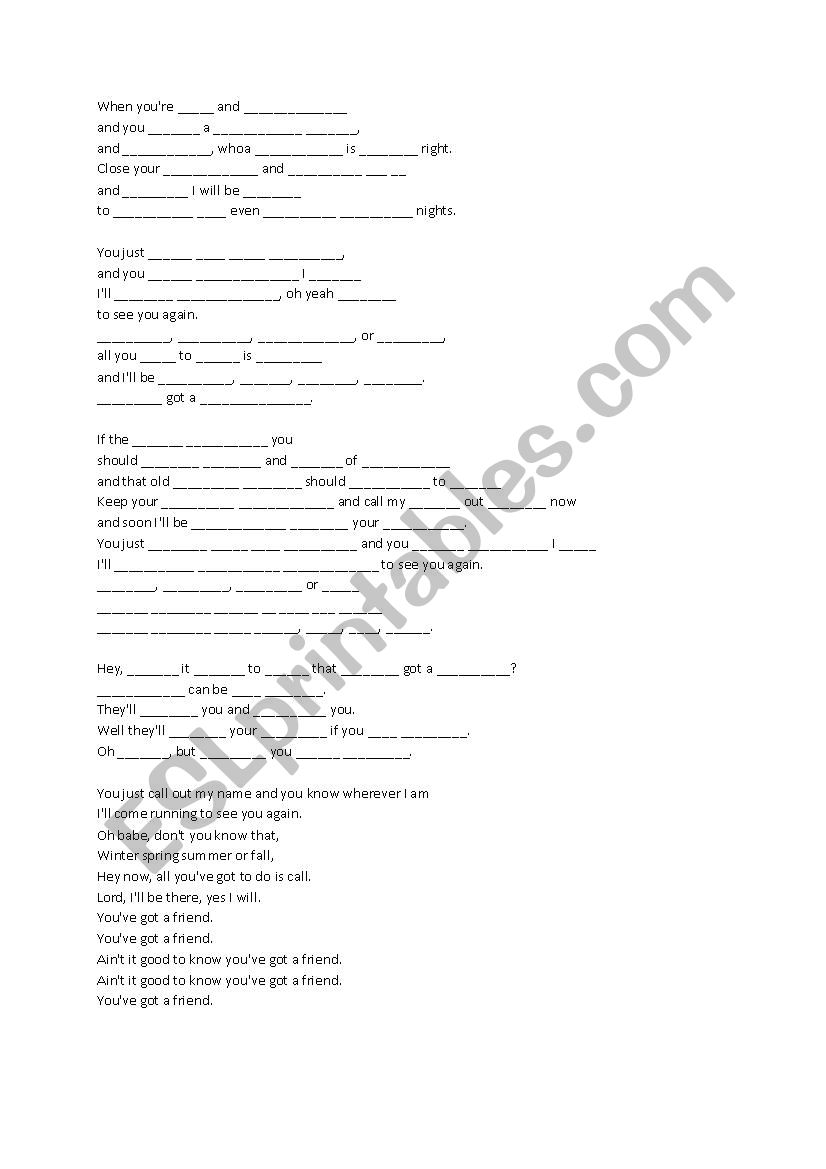 YouÂ´ve got a Friend By James Taylor Lyrics 