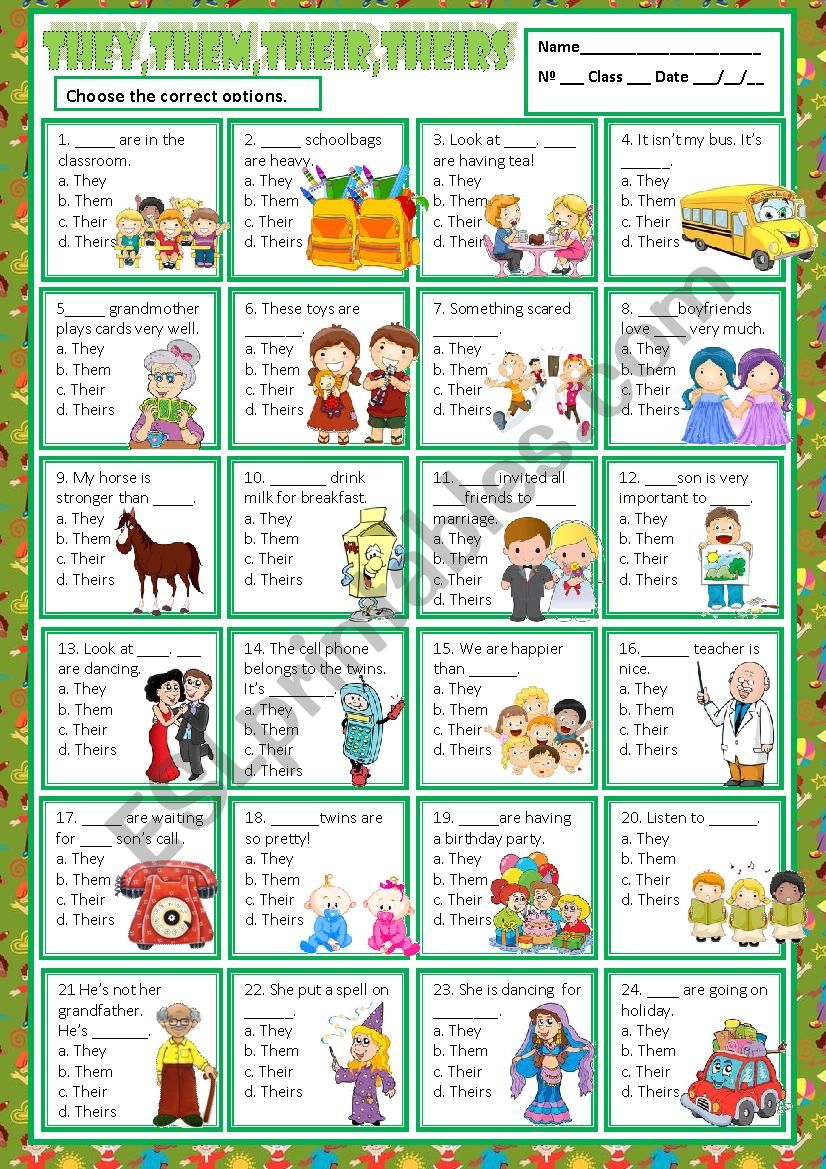 THEY, THEM, THEIR  & THEIRS worksheet