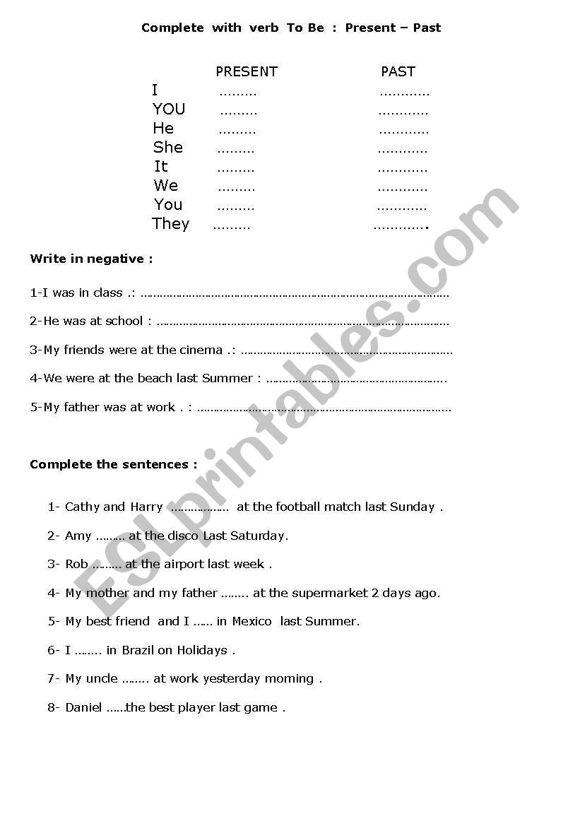 Was - Were  worksheet