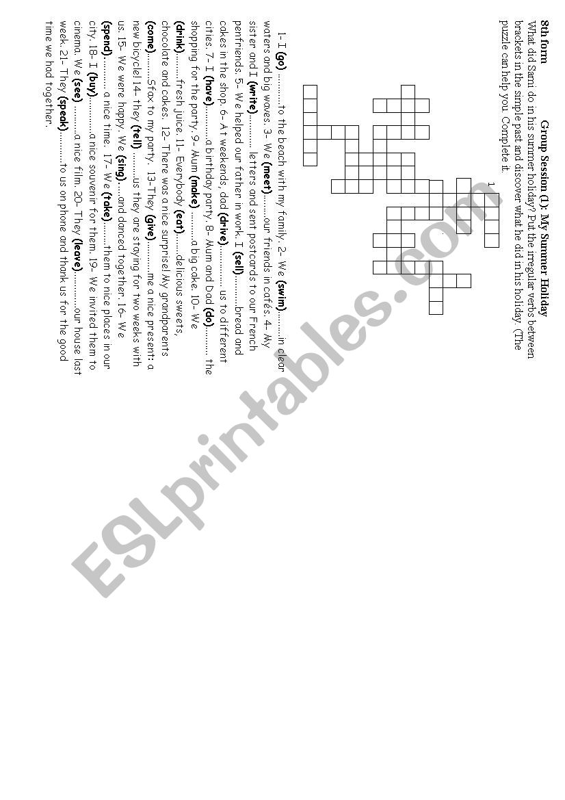 My Summer holiday worksheet