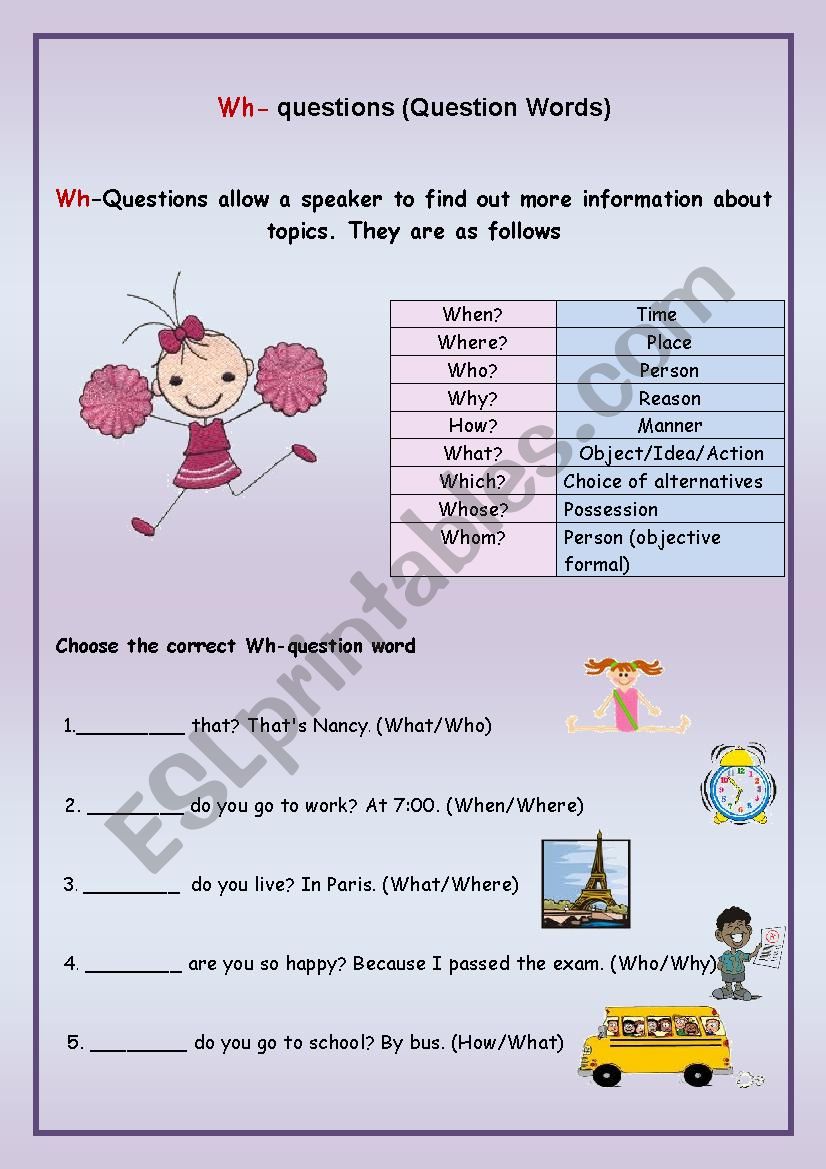 Wh-Question Words worksheet