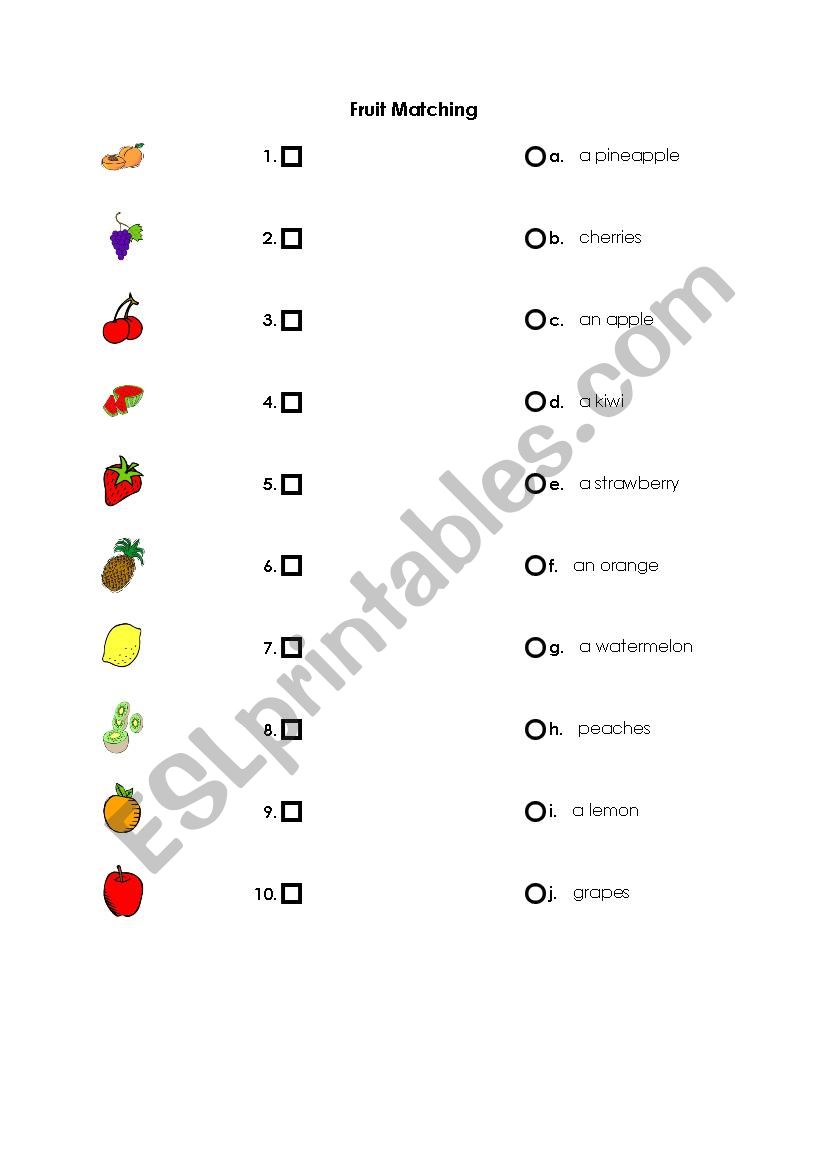 fruit matching worksheet