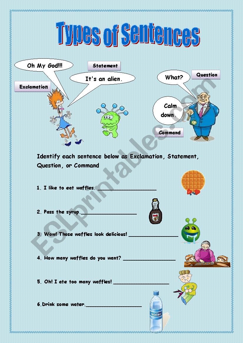 Types of sentences worksheet