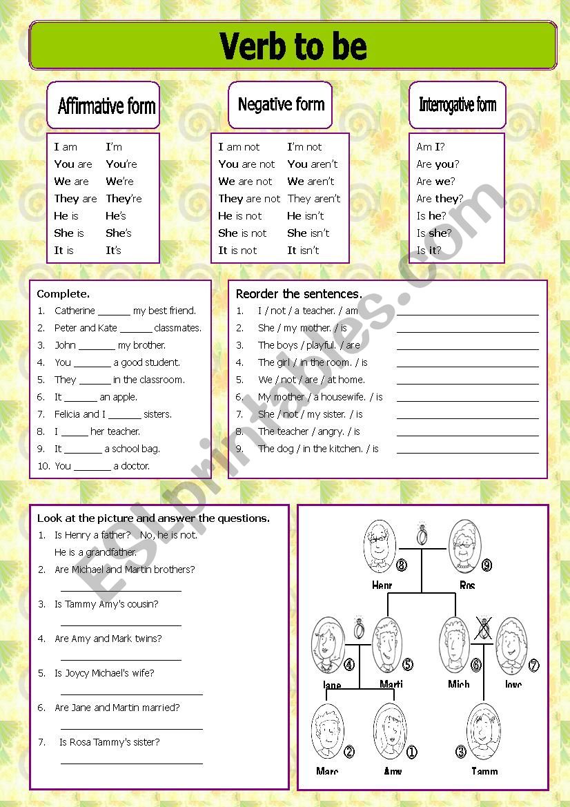 Verb To be worksheet