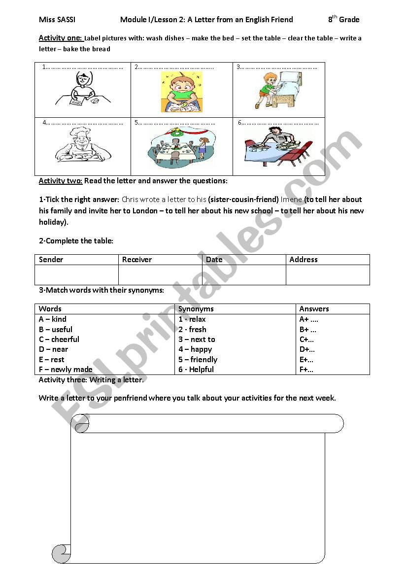 Module I Lesson 2: A Letter from an English Friend