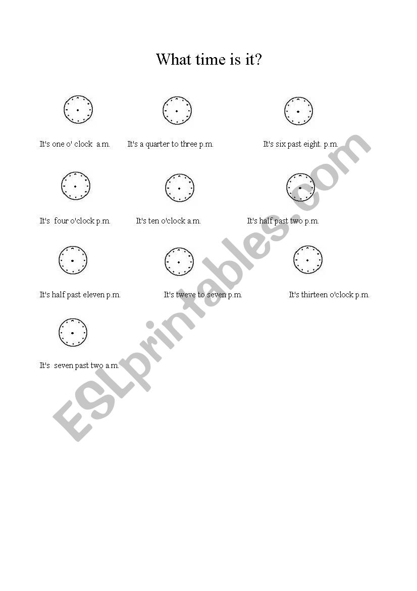 what time is it? worksheet