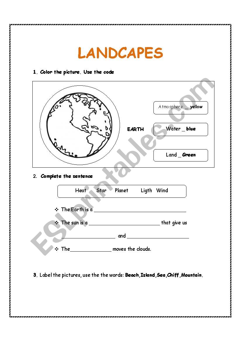 The earth worksheet