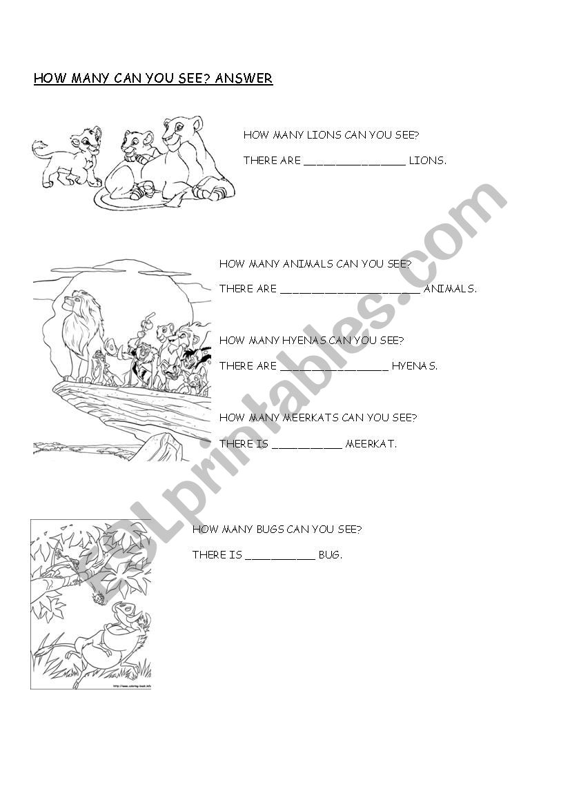 HOW MANY...? Using numbers worksheet