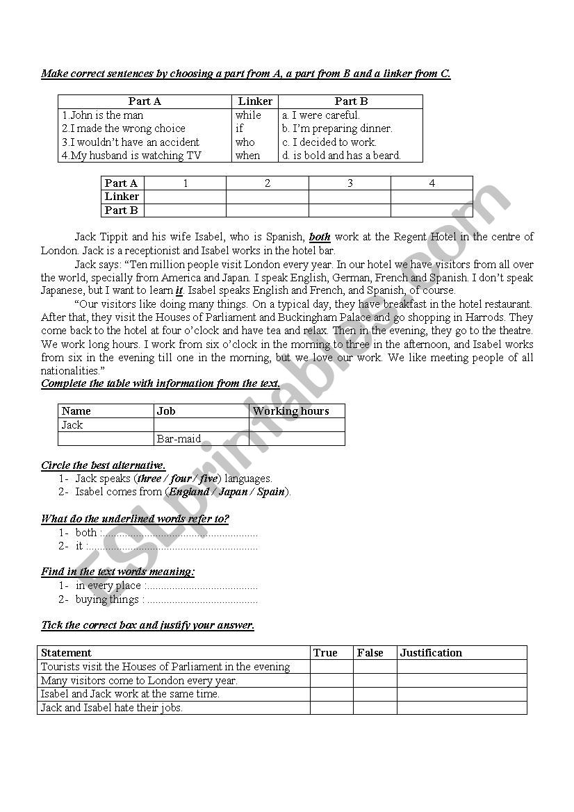 9th Form worksheet  11 worksheet