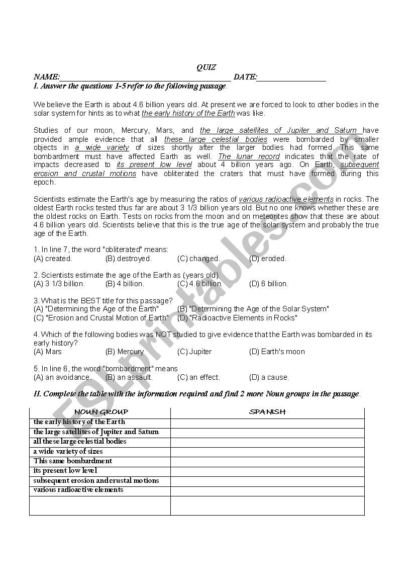 NOUN GROUPS worksheet