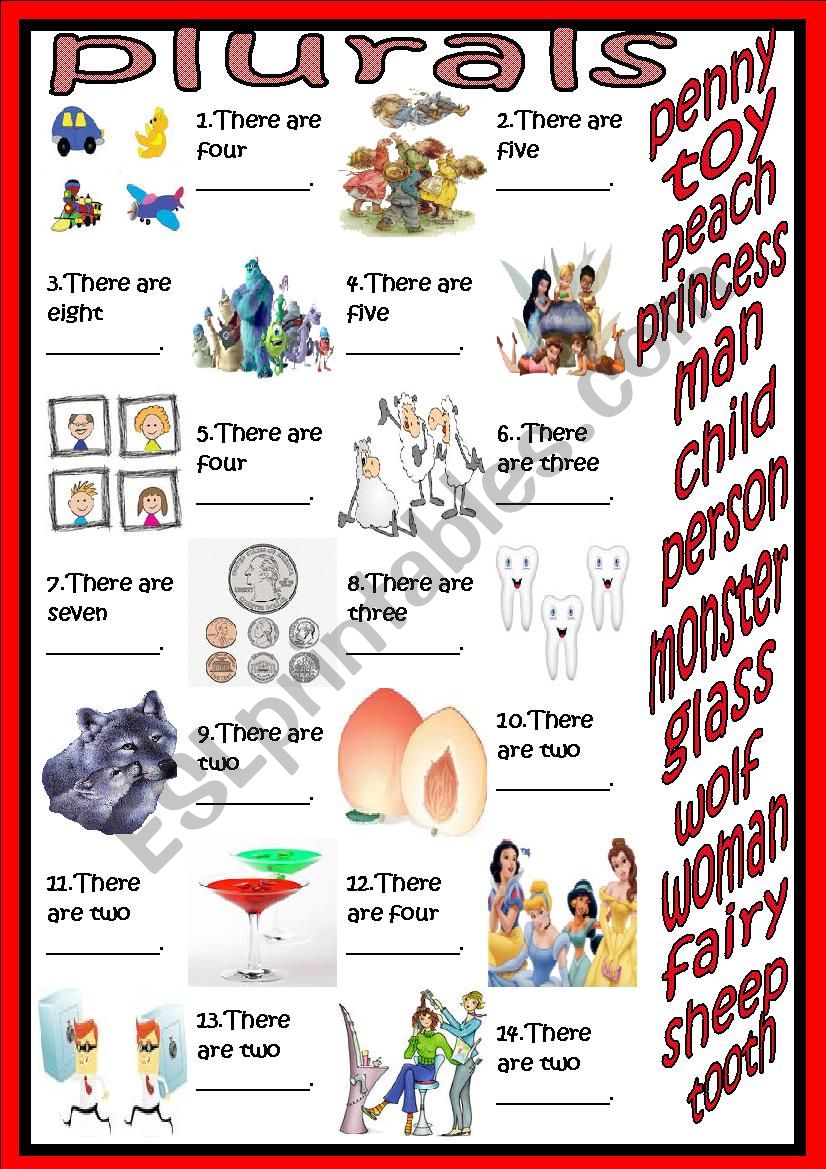 plurals-choose and write worksheet