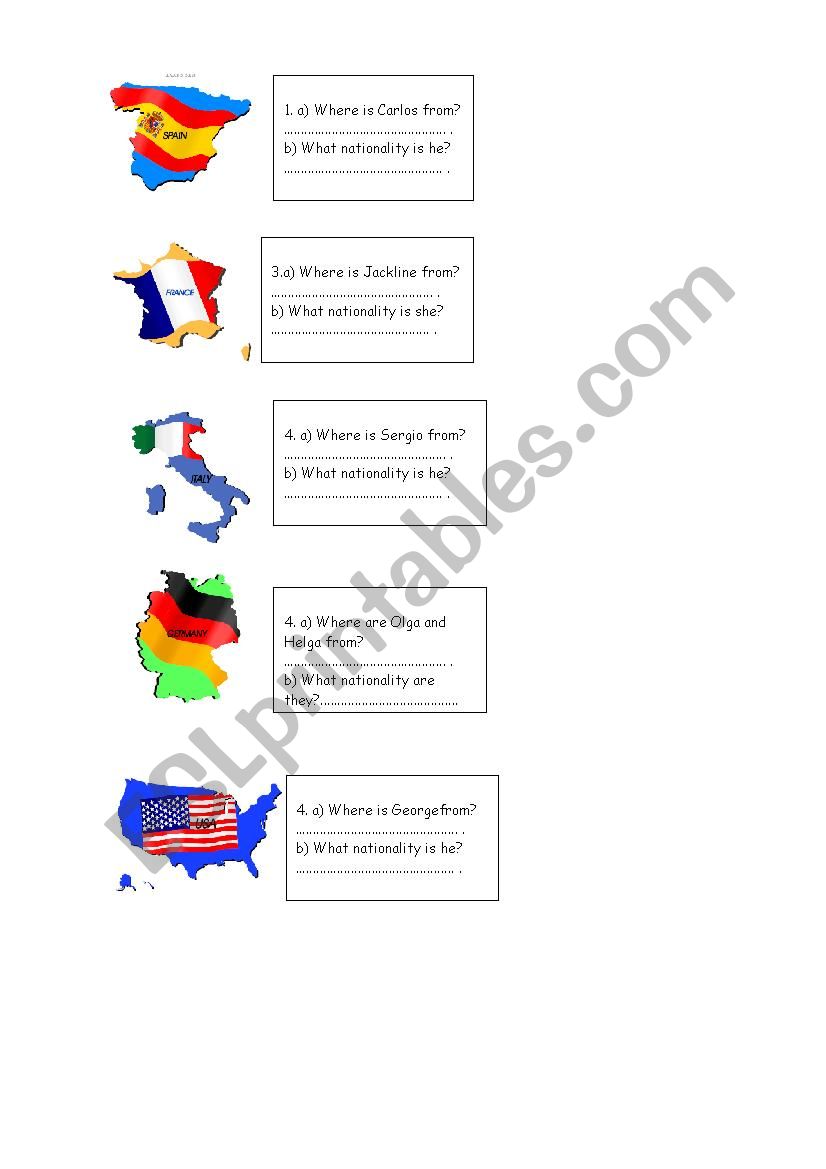 Countries and Nationalities worksheet