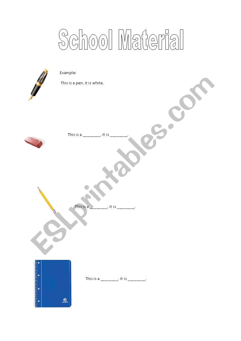 School Material worksheet