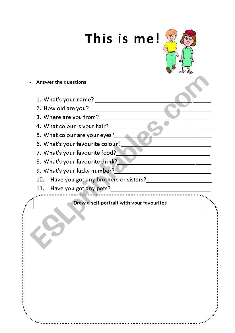 This is me! worksheet