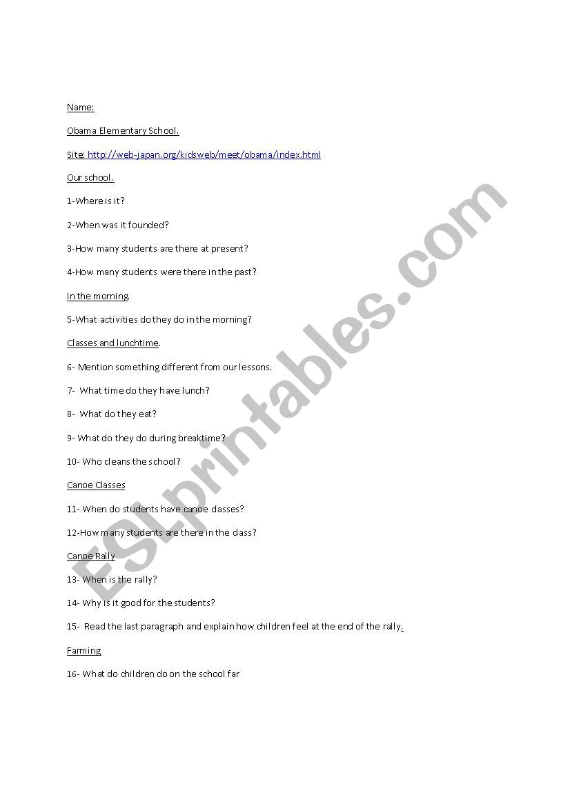 Japanese Schools worksheet