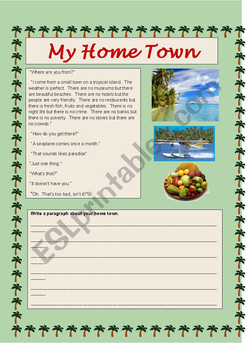 My Home Town worksheet