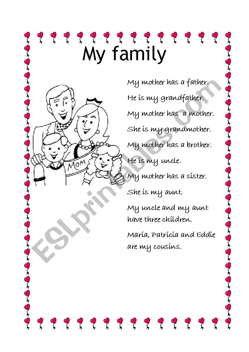 My family worksheet
