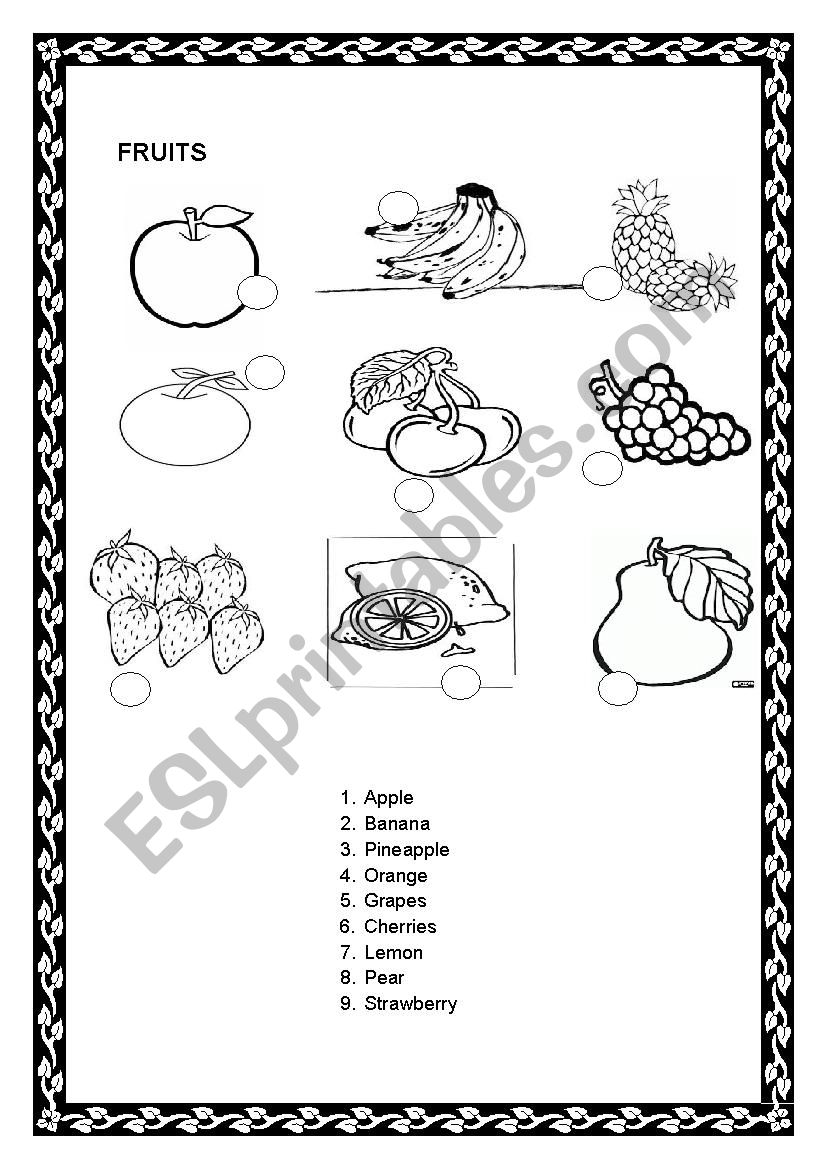 FRUITS worksheet